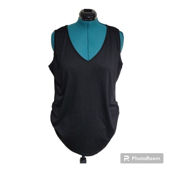 Classic Maternity Tank Top Solid Black V Neck Timeless T-shirt Plus Size XXL - Picture 1 of 6